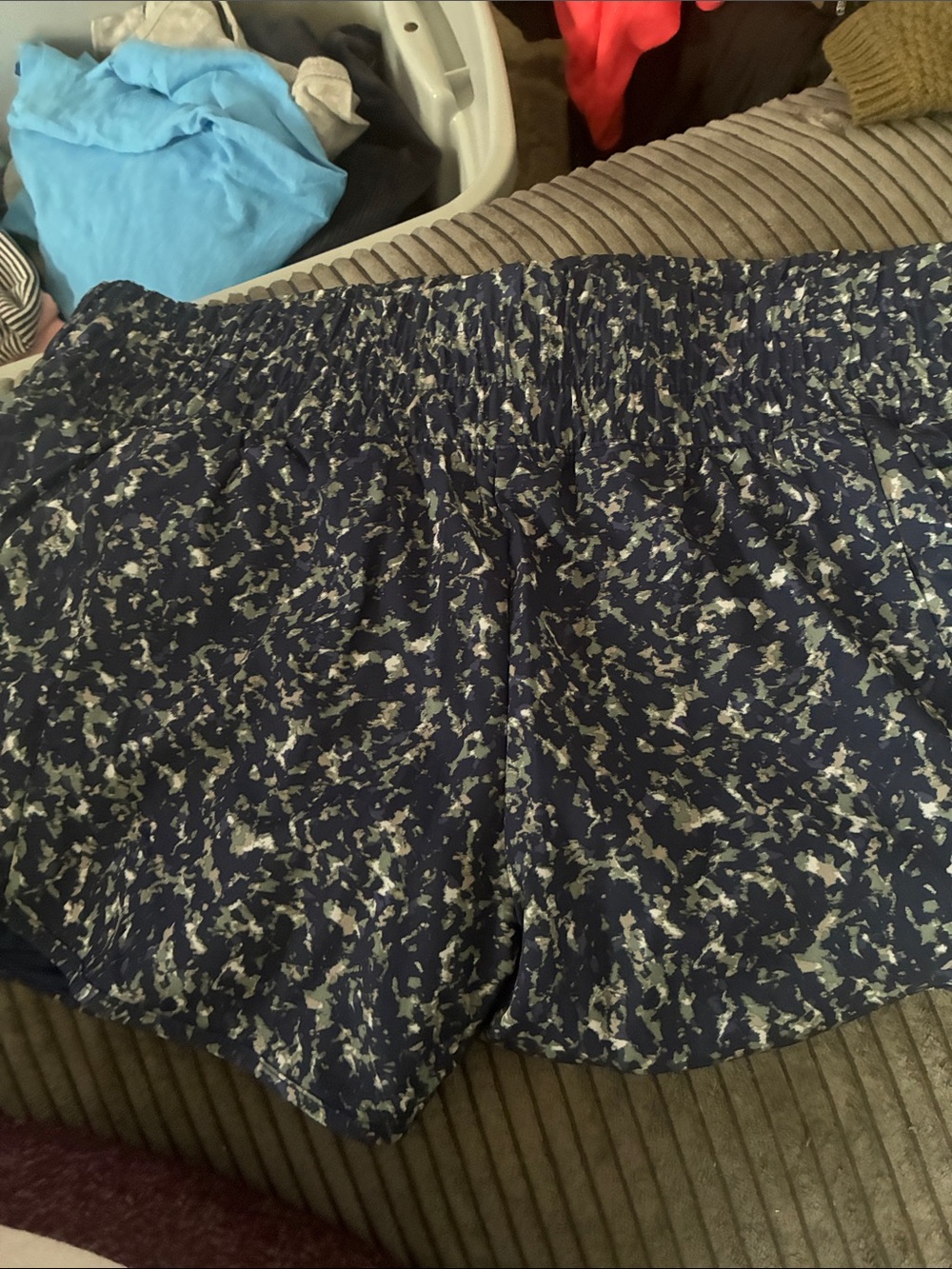 Avia Navy and White Abstract Print Athletic Shorts